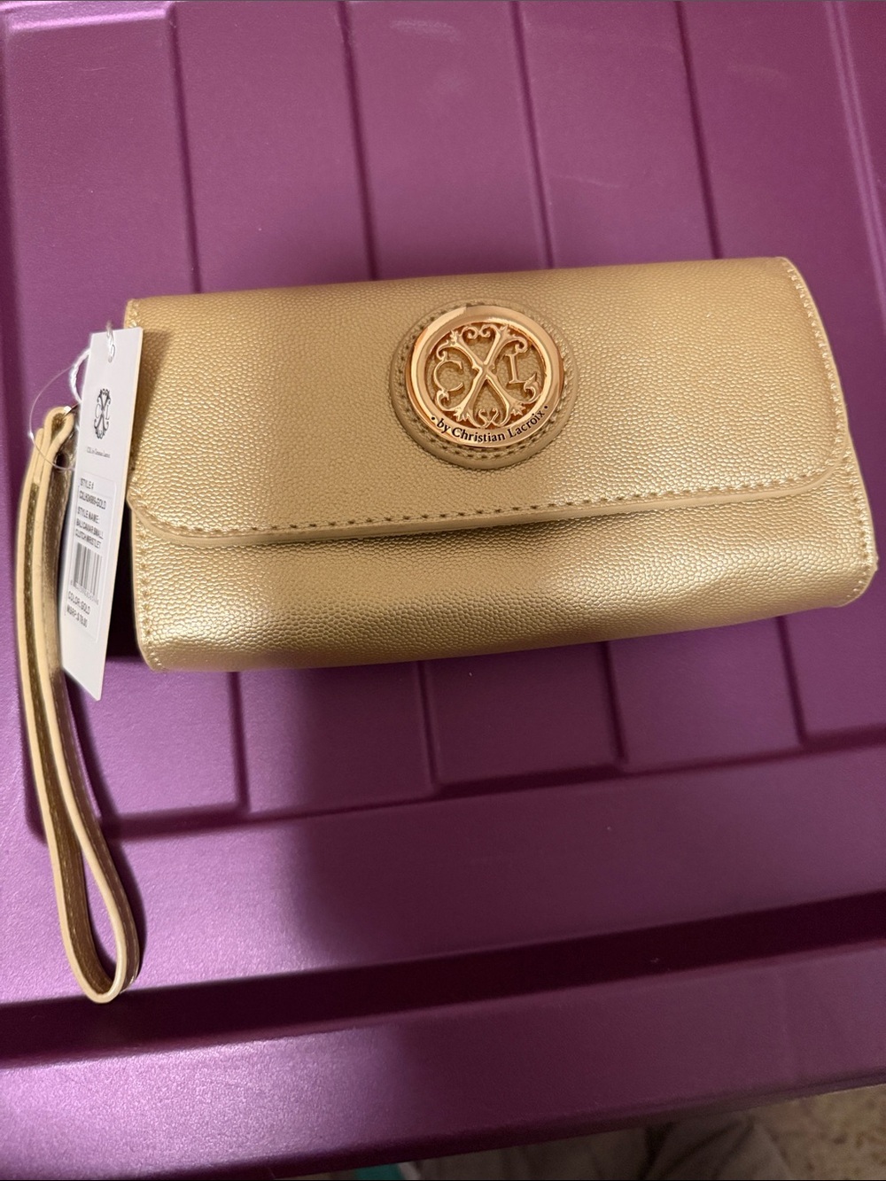 Christian Lacroix Metallic Gold Wristlet Clutch